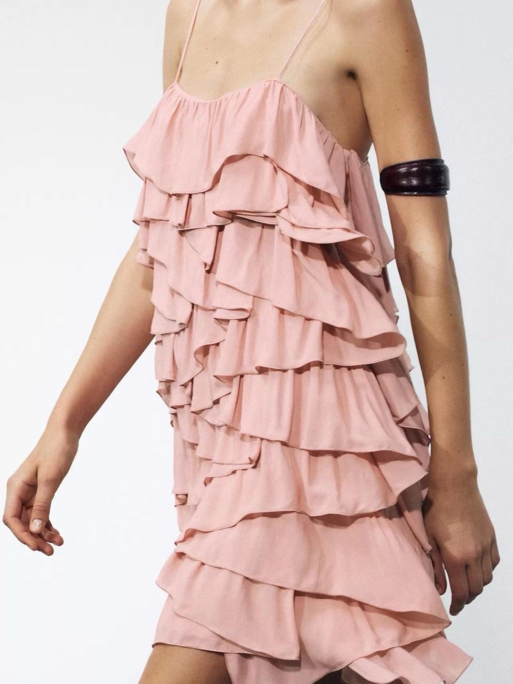 Zara Blush Pink Ruffled Mini Dress